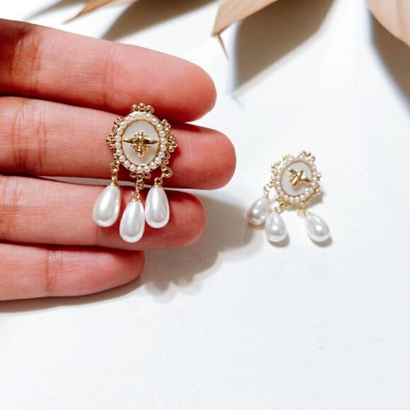 Pearl drop earrings N378 - Picture 4 of 5